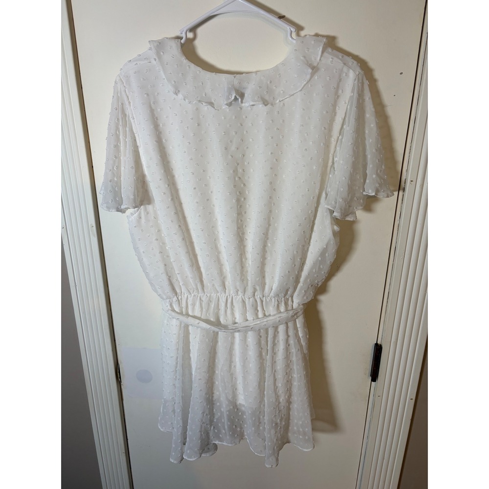 City Chic White Swiss Dot Ruffle Wrap Romper Flutter Sleeve Size M/18 - Picture 5 of 15